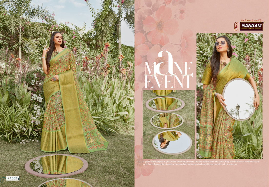 Sangam Ayana  Latest Fancy Designer Festive Wear Linen Silk Digital Printed Sarees Collection